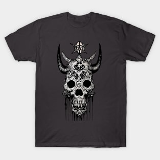 Tribal Tattoo Bulls Skull T-Shirt